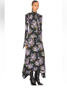 Paco Rabanne Black Floral Midi Dress 8